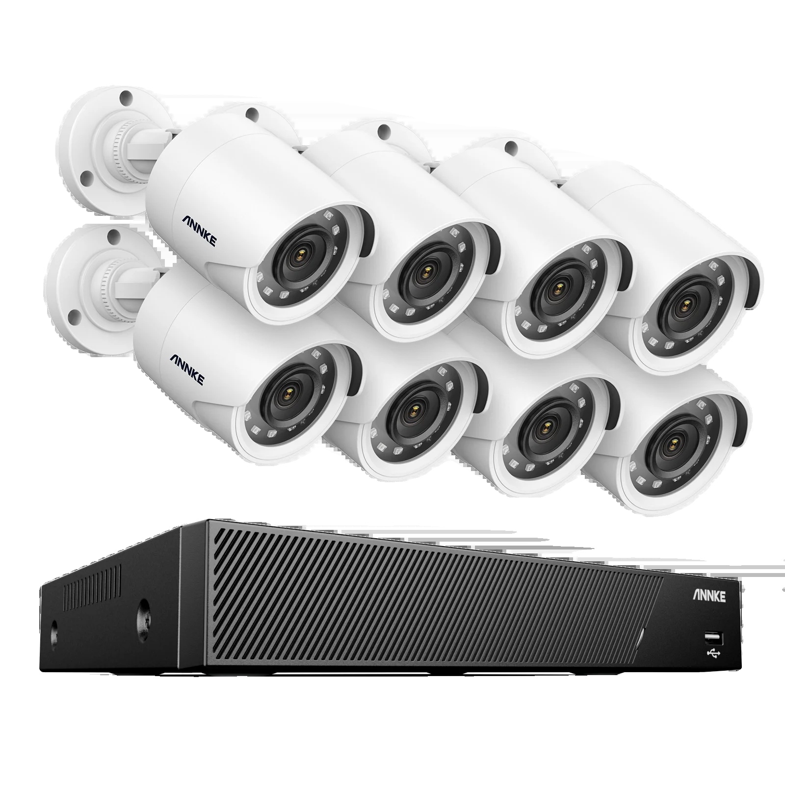 Bezpečnostný kamerový systém CCTV, rozlíšenie 1080P, konštrukcia odolná voči poveternostným vplyvom, 8-kanálový DVR 8 kamier, 1TEinsT
