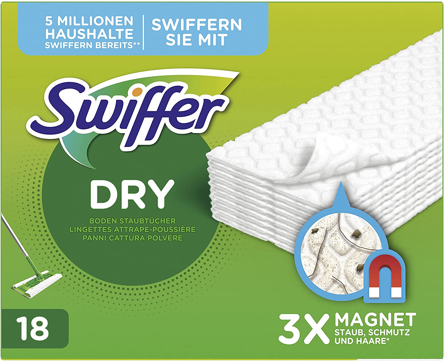 3x Swiffer Anti Staub Tücher für Bodenwischer 36 Stück Trockentücher Bodentücher 