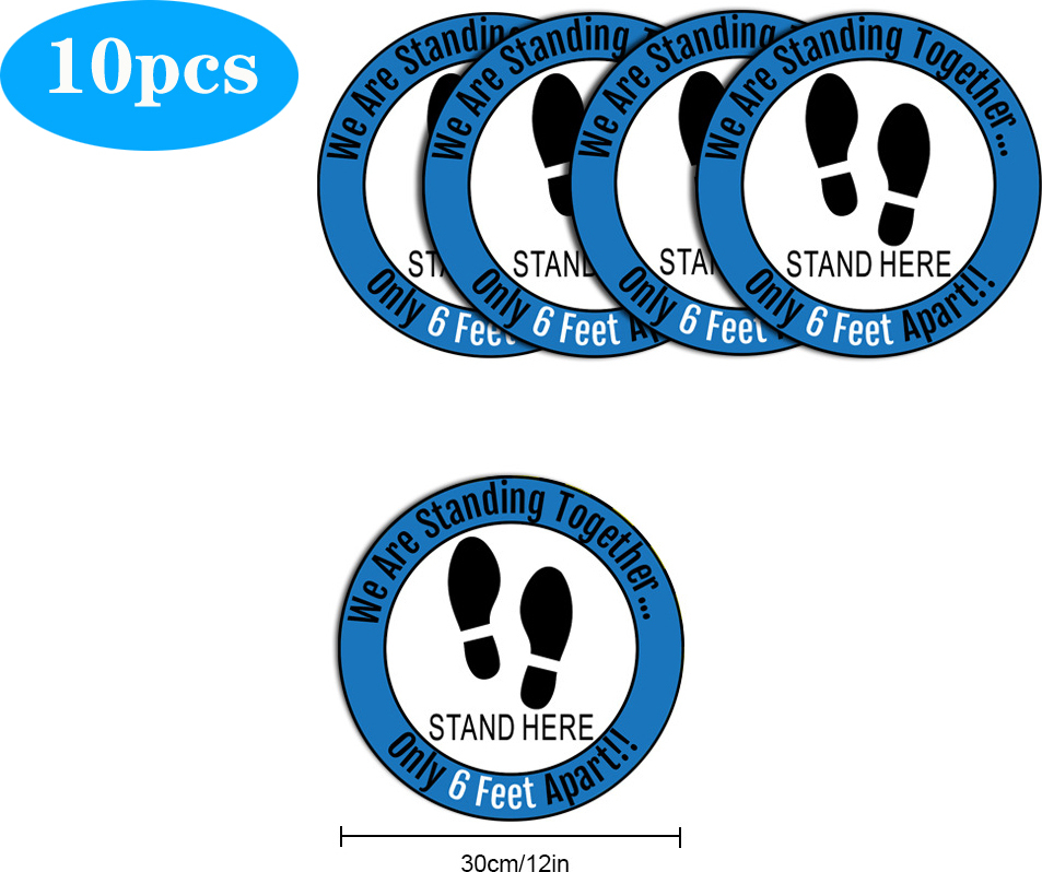 Alle Hersteller 5pcs/10pcs Social Distancing Floor Decals für Sicherheitshinweis Marker Wir sind Stangding Together Stand hier nur 6 Fuß auseinander 10pcs 136820057