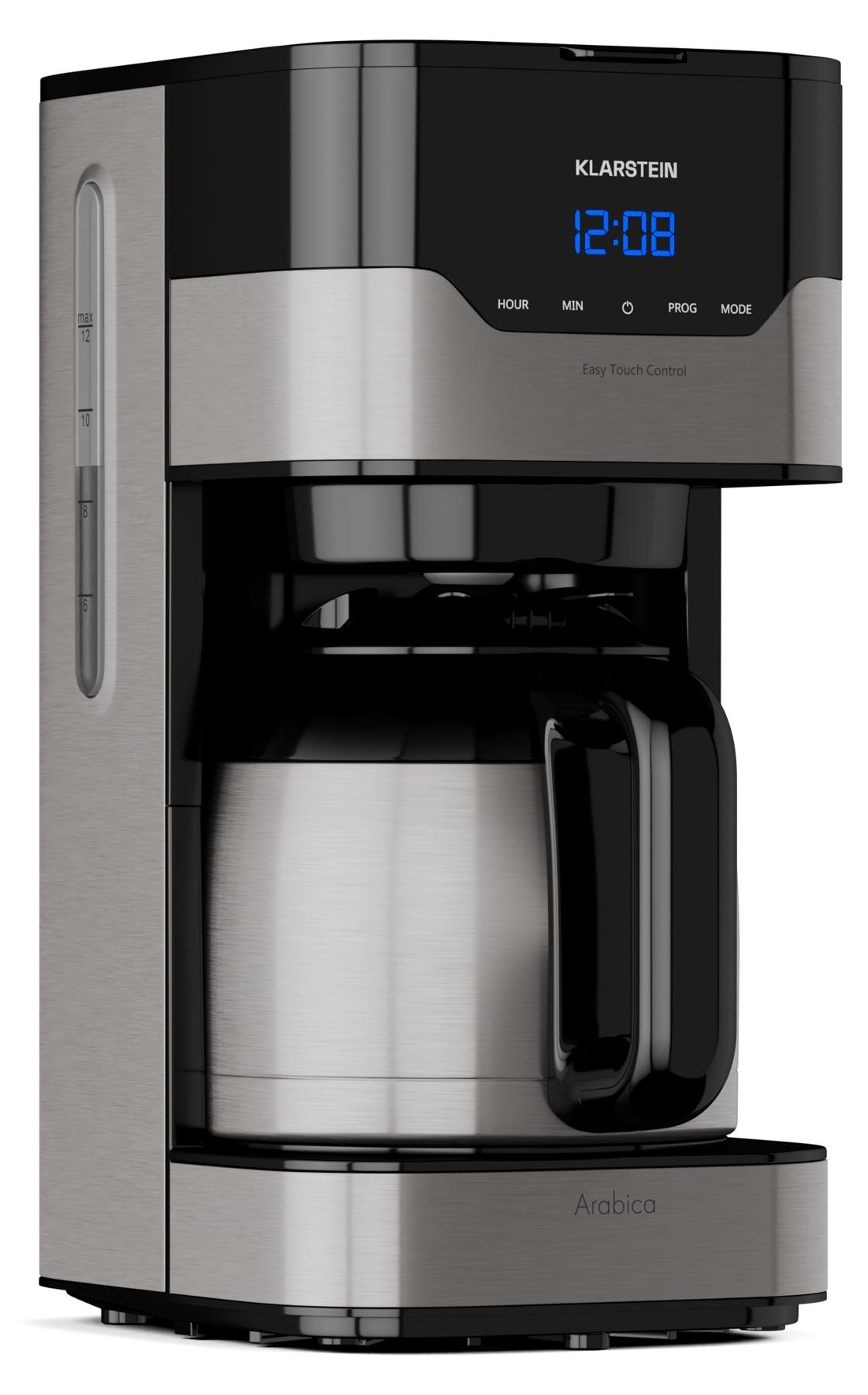 Klarstein 1,2 L Kaffeemaschine mit Thermoskanne und Timer, Kaffeemaschine Filtermaschine für 10 Tassen, 800 W Filter Kaffeemaschine Groß, Filterkaffeemaschine mit Edelstahl-Thermoskanne für Kaffee 35