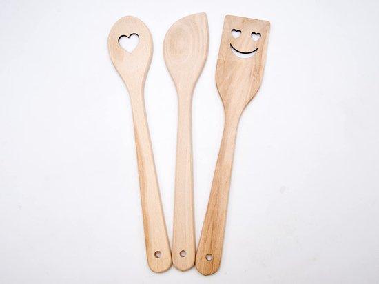 OEM Holzhilfe für die Küche, 3-teilig - Holz-Löffel und Küchenhilfeset, klein, Liebesmotiv 2026