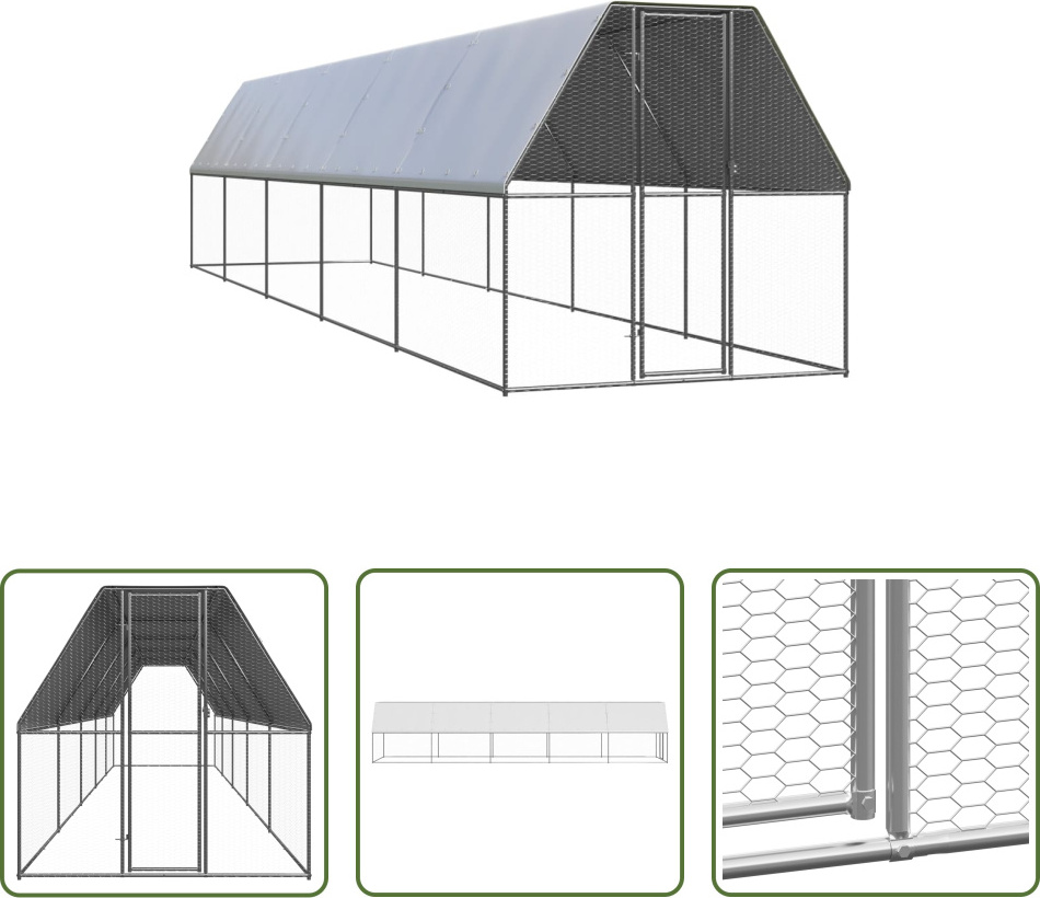 The Living Store Outdoor-Hühnerkäfig 2x10x2 m Verzinkter Stahl TLS3154374