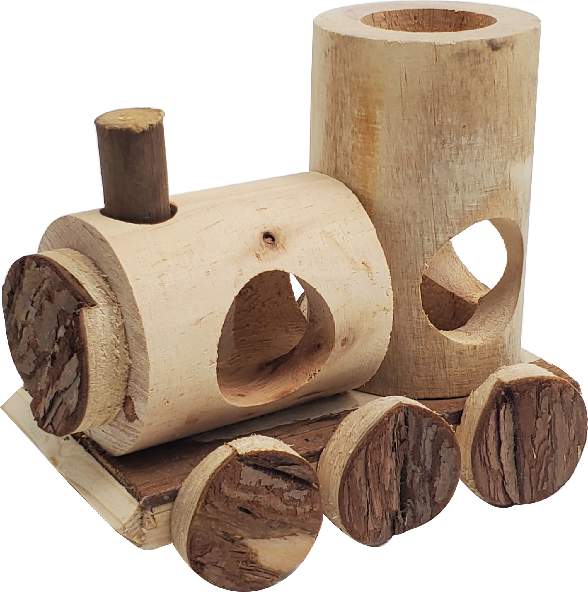 Dehner Lieblinge Nagerhaus Lokomotive, Schlafhaus für Zwergkaninchen / Nager, ca. 16.5 x 14.5 x 12 cm, aus FSC®-er Kiefer / Tanne, natur 5167614