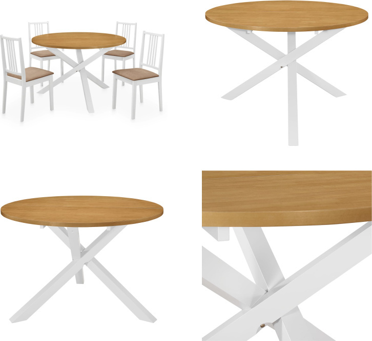 vidaXL 5 tlg. Essgruppe MDF Weiß - Esstisch Und Stühle - Esstische Und Stühle - Essgruppe - Essgruppen HL276402
