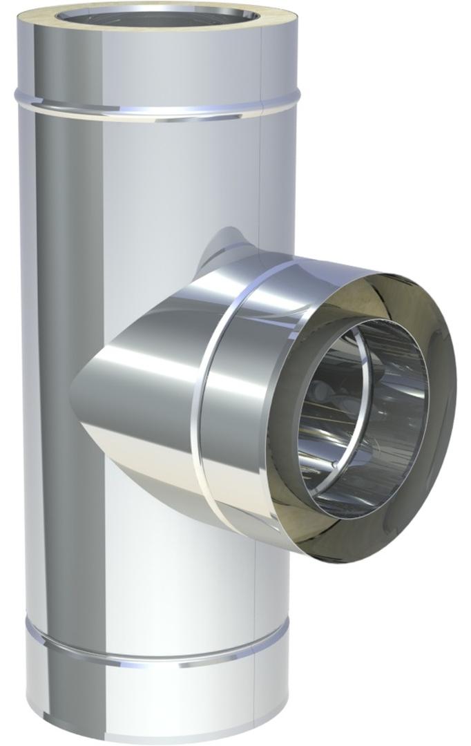 Jeremias DW-FU T-Anschluss 90 Grad Edelstahl Doppelwandig Innendurchmesser 150mm Ausgehalst Abgassystem