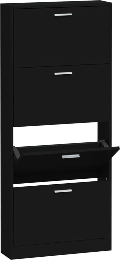 Schuhschrank Schwarz 59x17x150 cm Holzwerkstoff