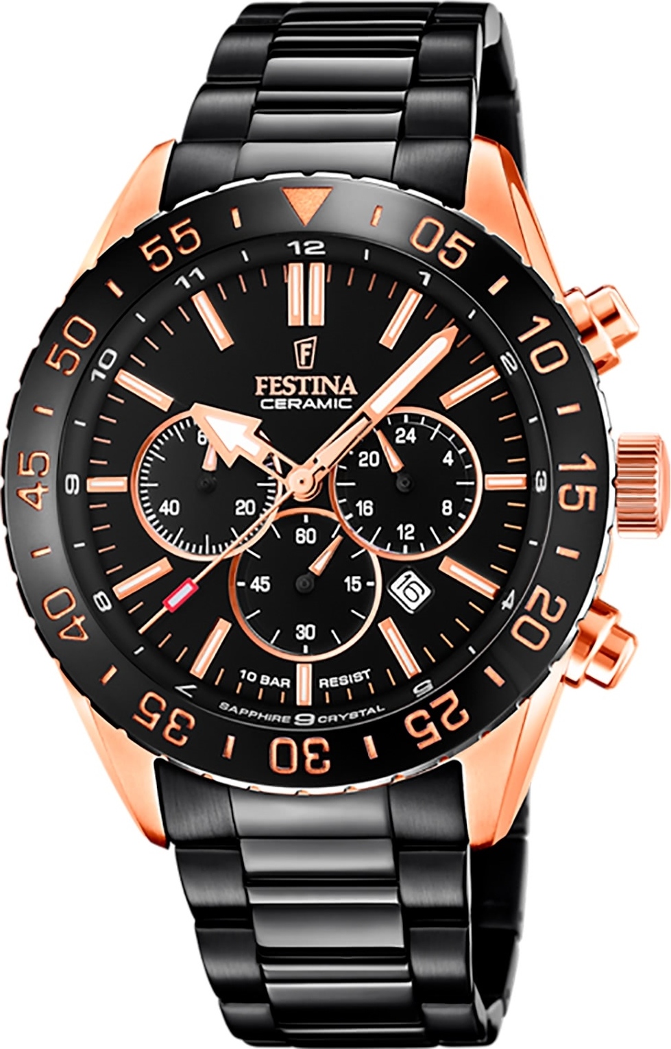 Pánske náramkové hodinky z nehrdzavejúcej ocele Festina black fashion D2UF20578/1