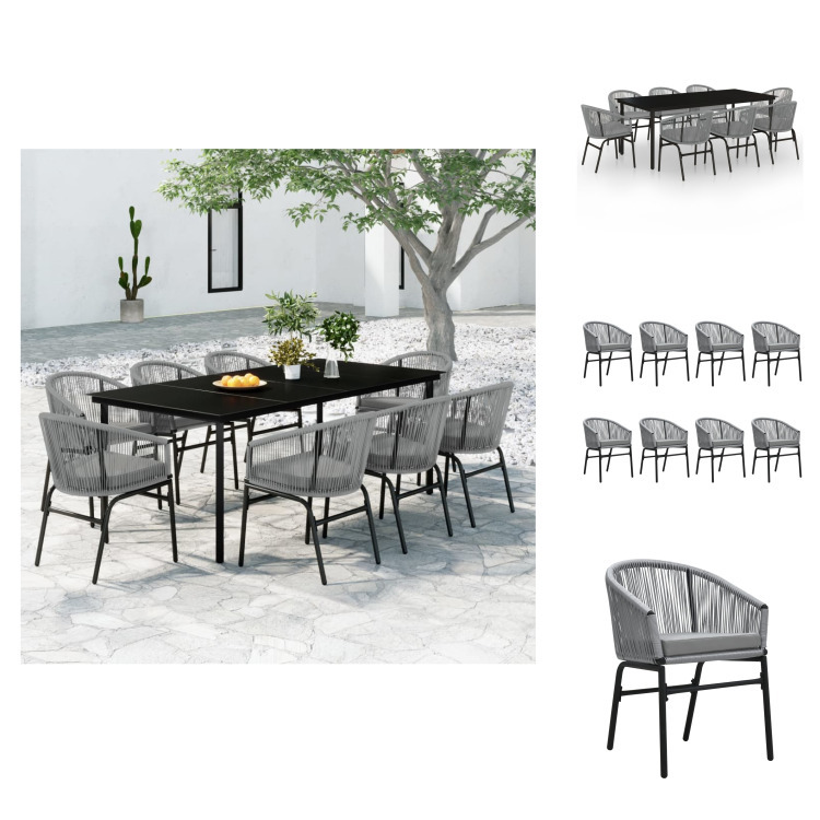 vidaXL 9-dielny záhradný jedálenský set sivý - Záhradné nábytkové zostavy