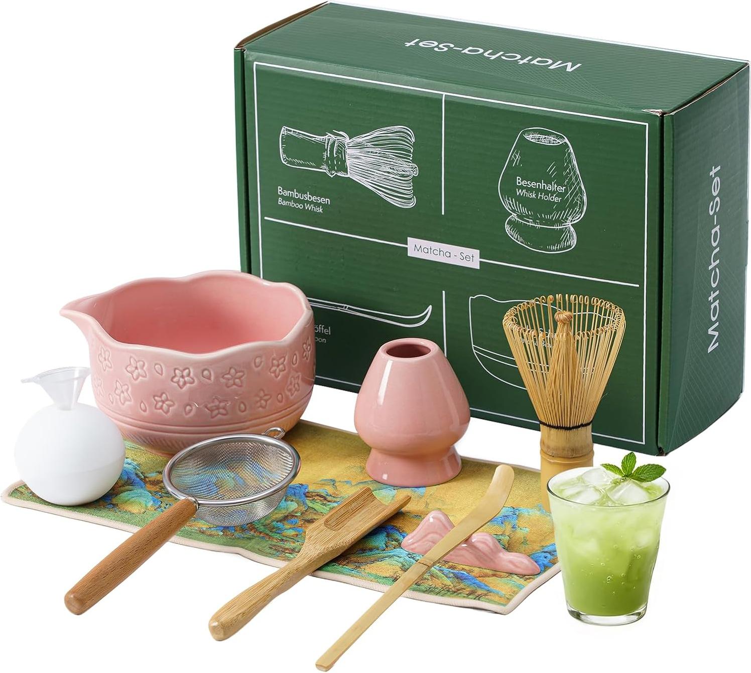 VONATES Matcha Set 9-tlg. mit Matcha-Schale, Bambus-Besener