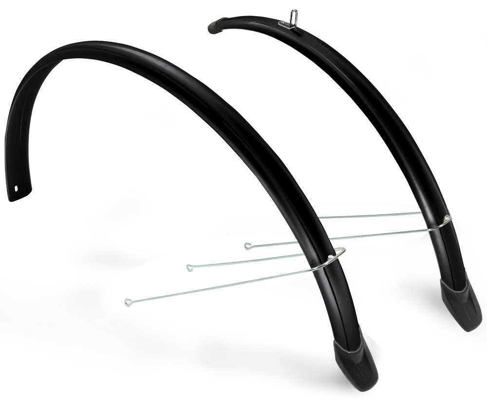Set Parafanghi Author Per Bici 28 Pollici - Plastica Argento 37 Mm - Anteriore E Posteriore
