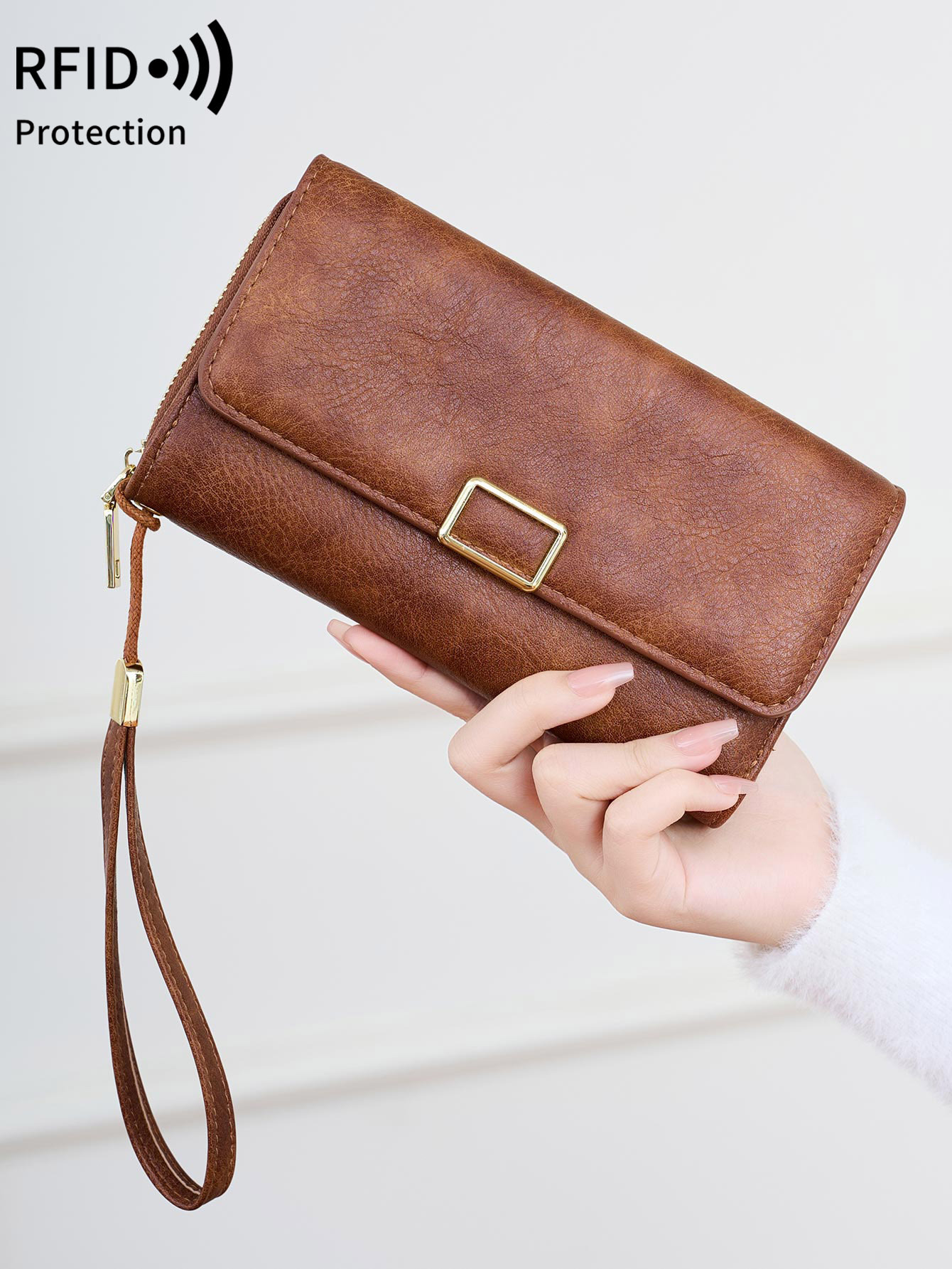 INF Neue multifunktionale RFID Damenbrieftasche Grau 359243