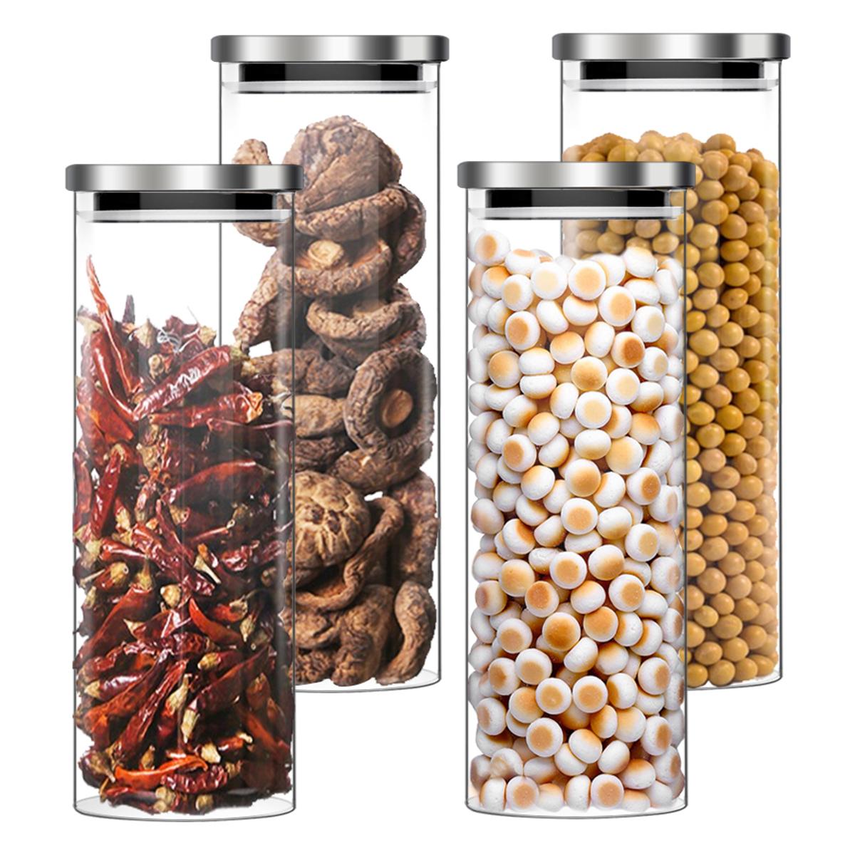 7MAGIC 4er Set 1,7 Liter Vorratsgläser Glas Schraubglas Lebensmittelglas Edelstahldeckel mit Schraubverschluss, Vorratsglas Glas mit Edelstahl-Deckel Vorratsdosen 1058