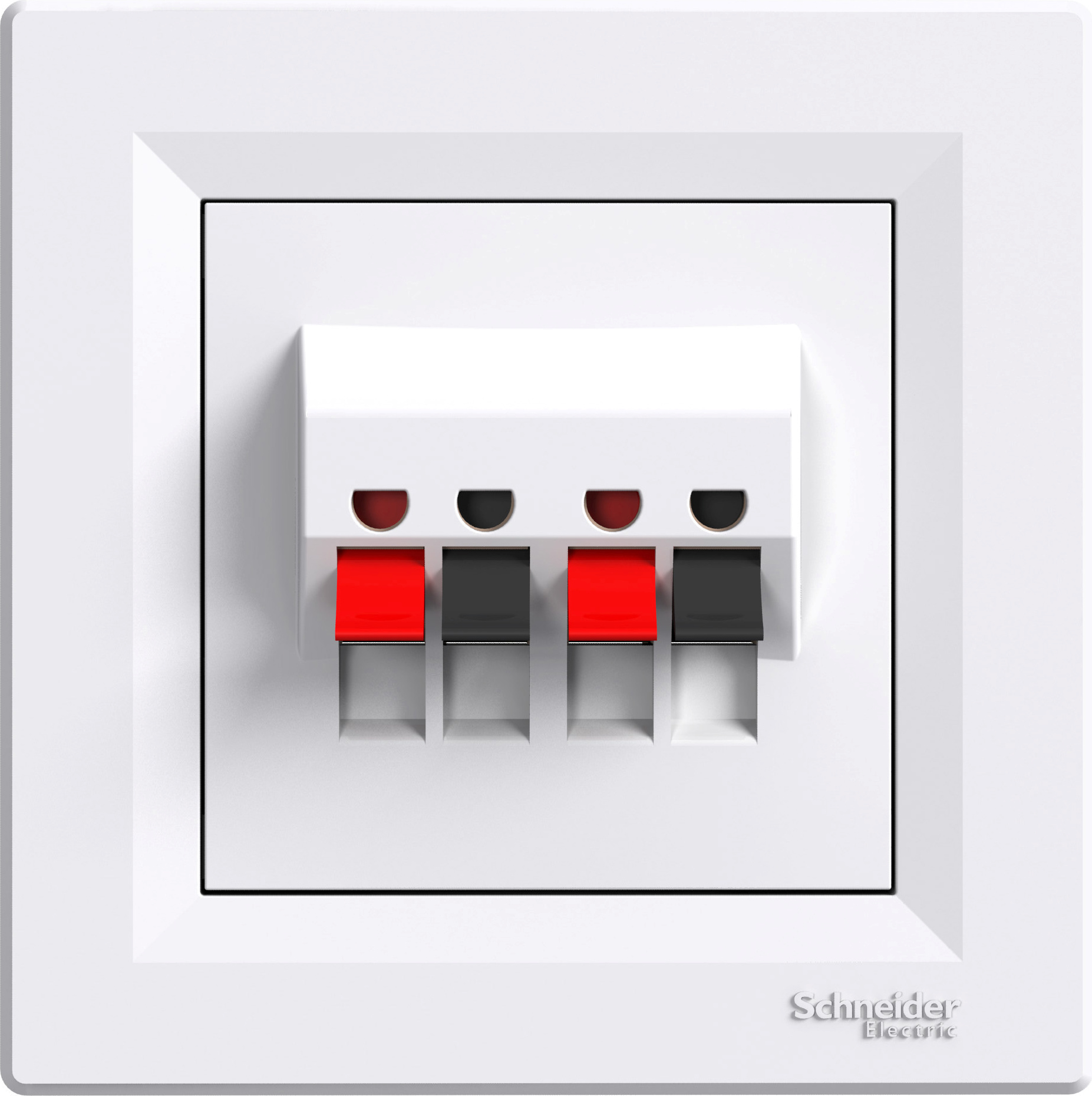 Lautsprecher-Anschluss 2-fach mit Rahmen, weiß Schneider Asfora EPH5700121