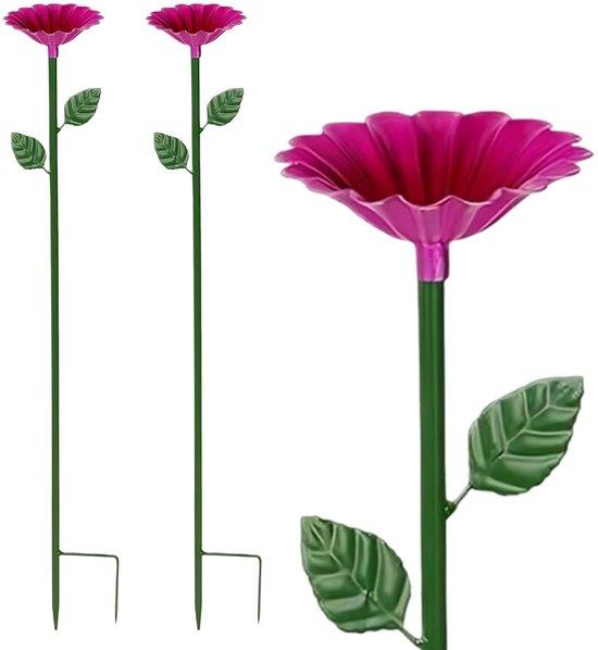 OEM Wasserattrappe für den Garten, aus Metall, 65x8cm Größe, winterfest, rote Blüten, für wilde Vögel und Insekten anlocken. 2026