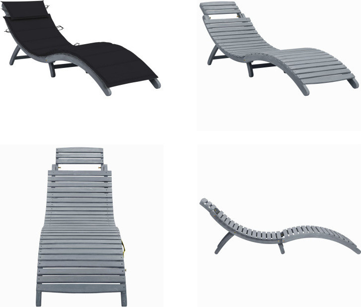 vidaXL Lehátko s vankúšom sivé z masívneho dreva akácie - Lehátko - Lehátko - Ležadlo - Ležadlá