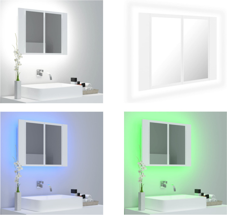 vidaXL LED Bad Spiegelschrank Weiß 60x12x45 cm Acryl - LED Spiegelschrank - LED Spiegelschränke - LED-Bad-Spiegelschrank - LED-Bad-Spiegelschränke HL804956