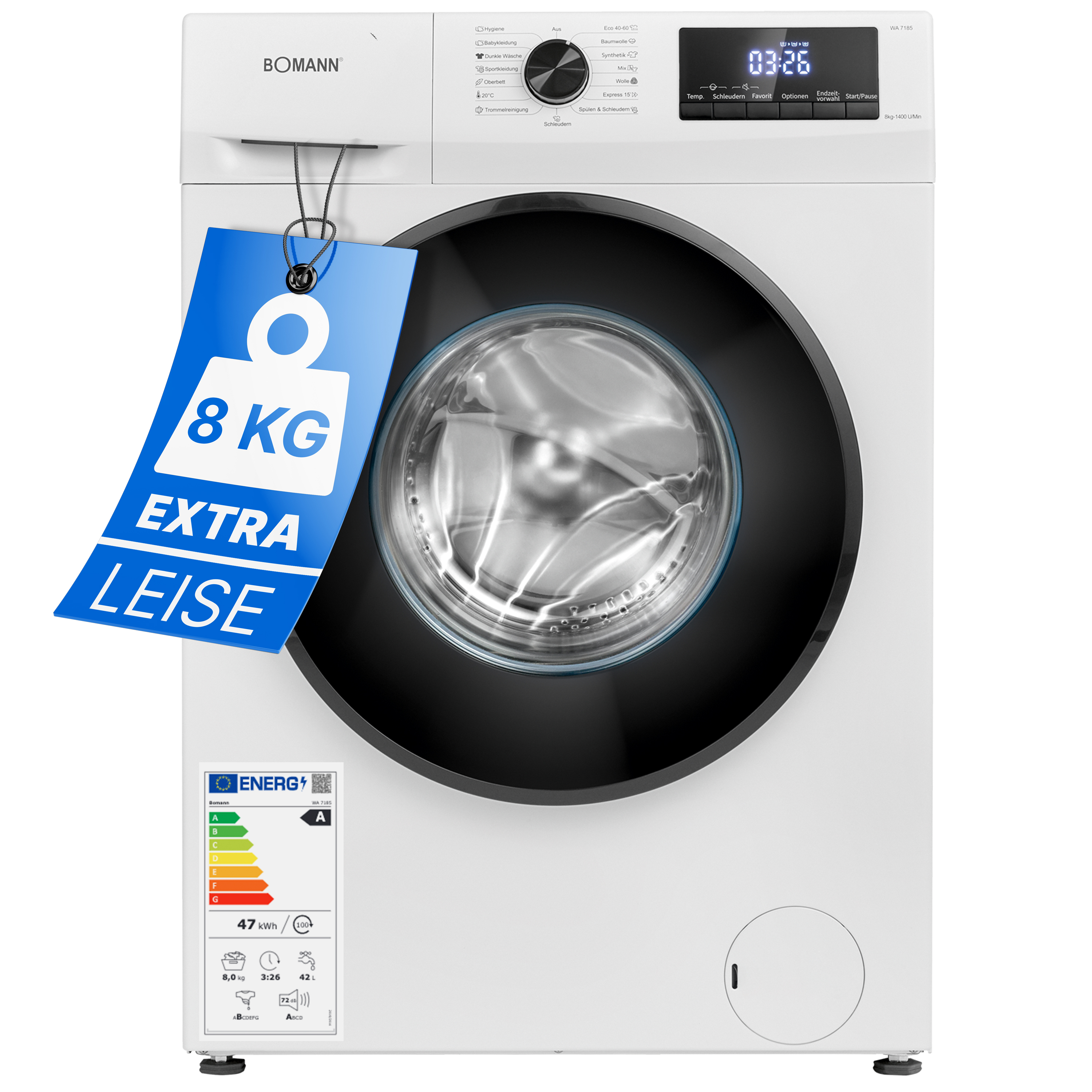 U/min max. 8kg mit Waschmaschine Bomann® 1400