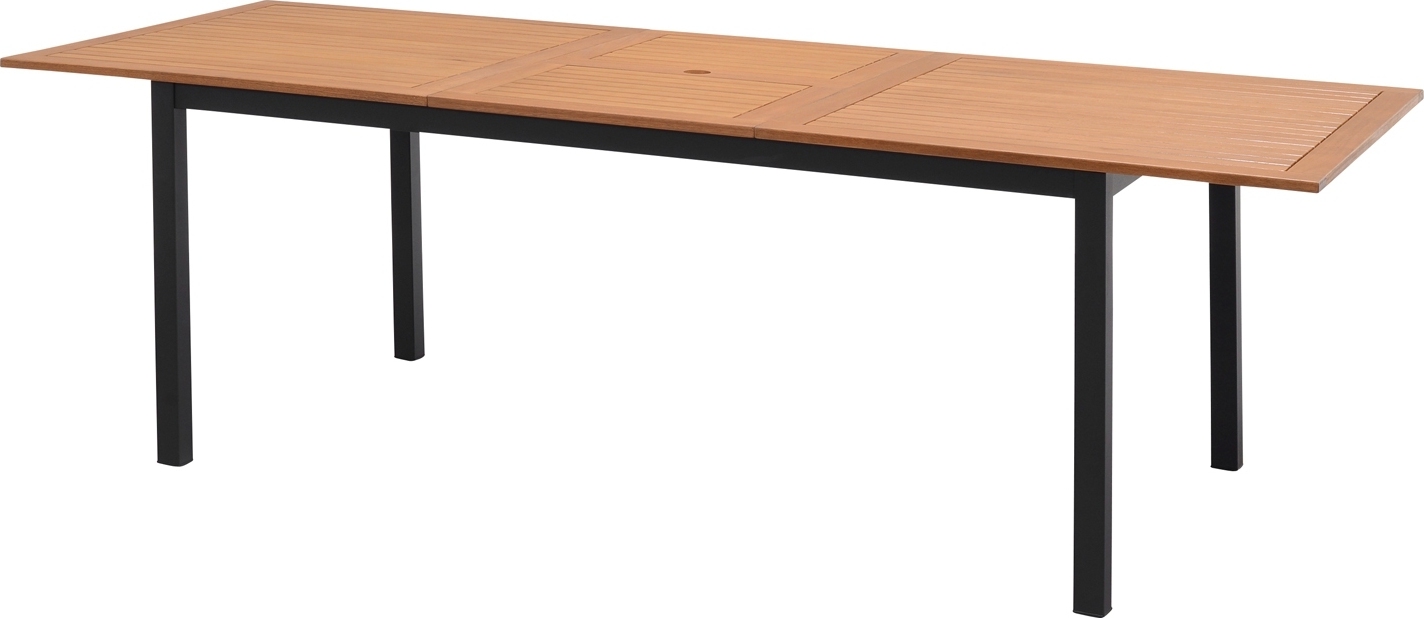 Gartentisch - Braun - Schwarz - Eukalyptus - Aluminiumgestell - 180 x 100 cm - ausziehbar