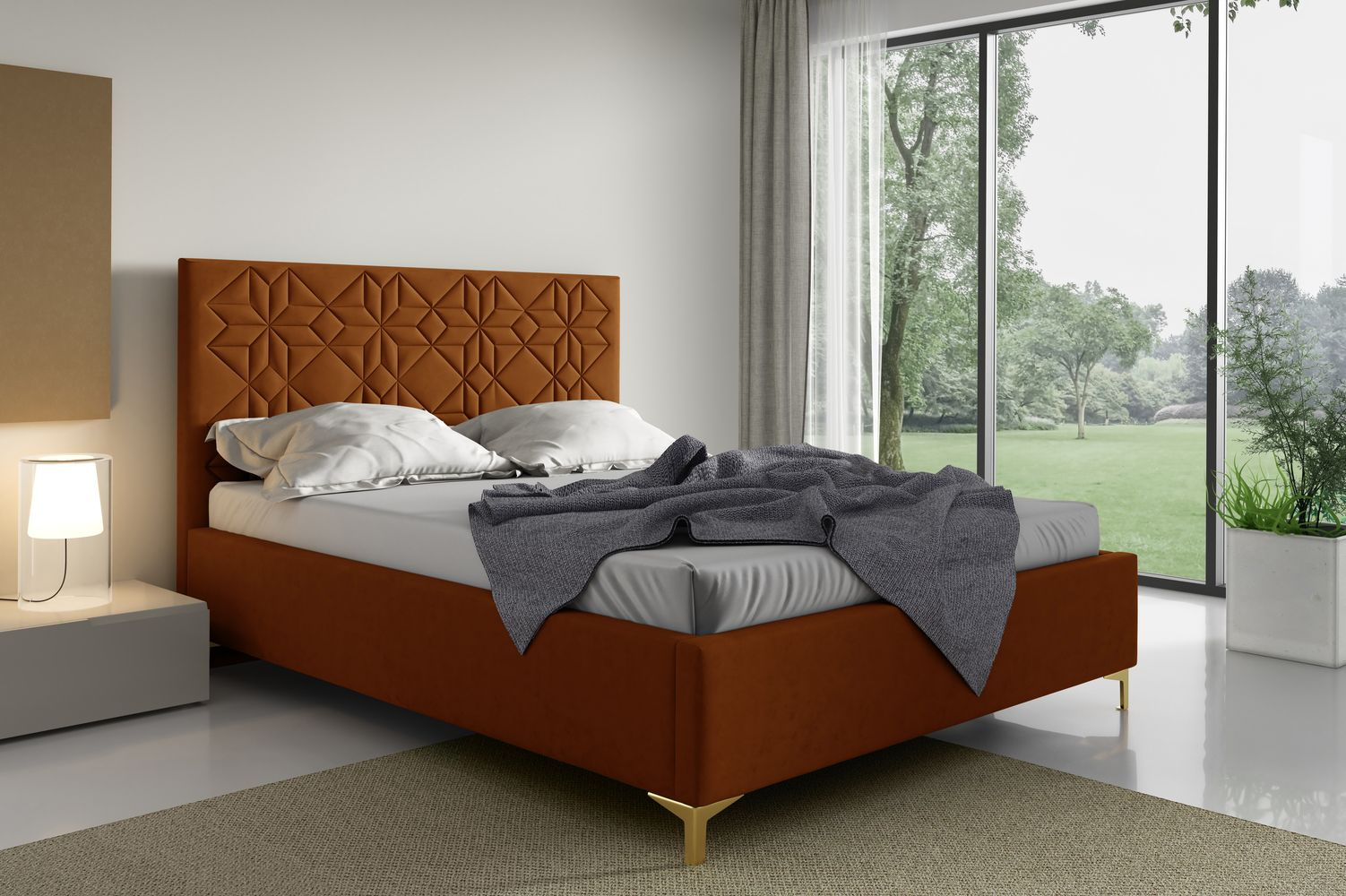 Čalúnená posteľ 120x200 ODETA 1 - oranžová