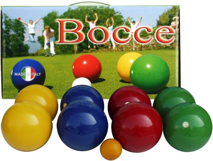 Boccia Spiel aus Massivholz Boule-Set mit Tragegriff Durchmesser 7 cm 