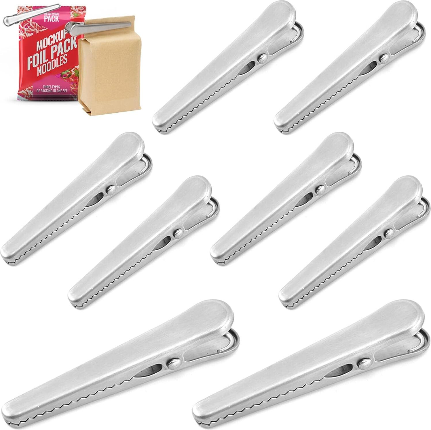 10 Stück Edelstahl Verschlussclips - 2 Größen Für Küche & Lebensmittel