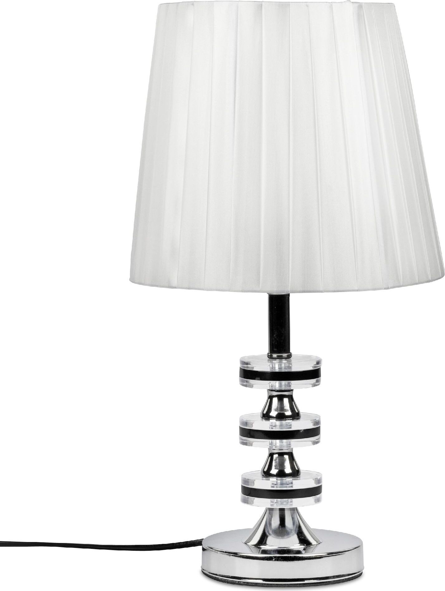 Tischlampe Glasringe mit Stoffschirm weiß silber H. 41cm aus Metall Formano 610935