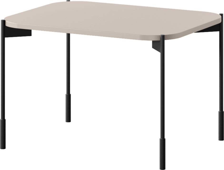 Wohnzimmer-Couchtisch mit 60 cm Breite in kaschmir matt, Tischbeine Metall schwarz - SPLIT-141