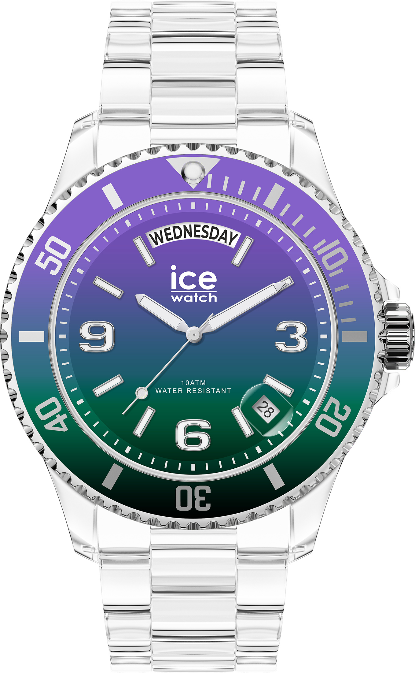 Ice-Watch 021433 Ľadovo číre Západ slnka fialovo zelené M Damenuhr Transparentné