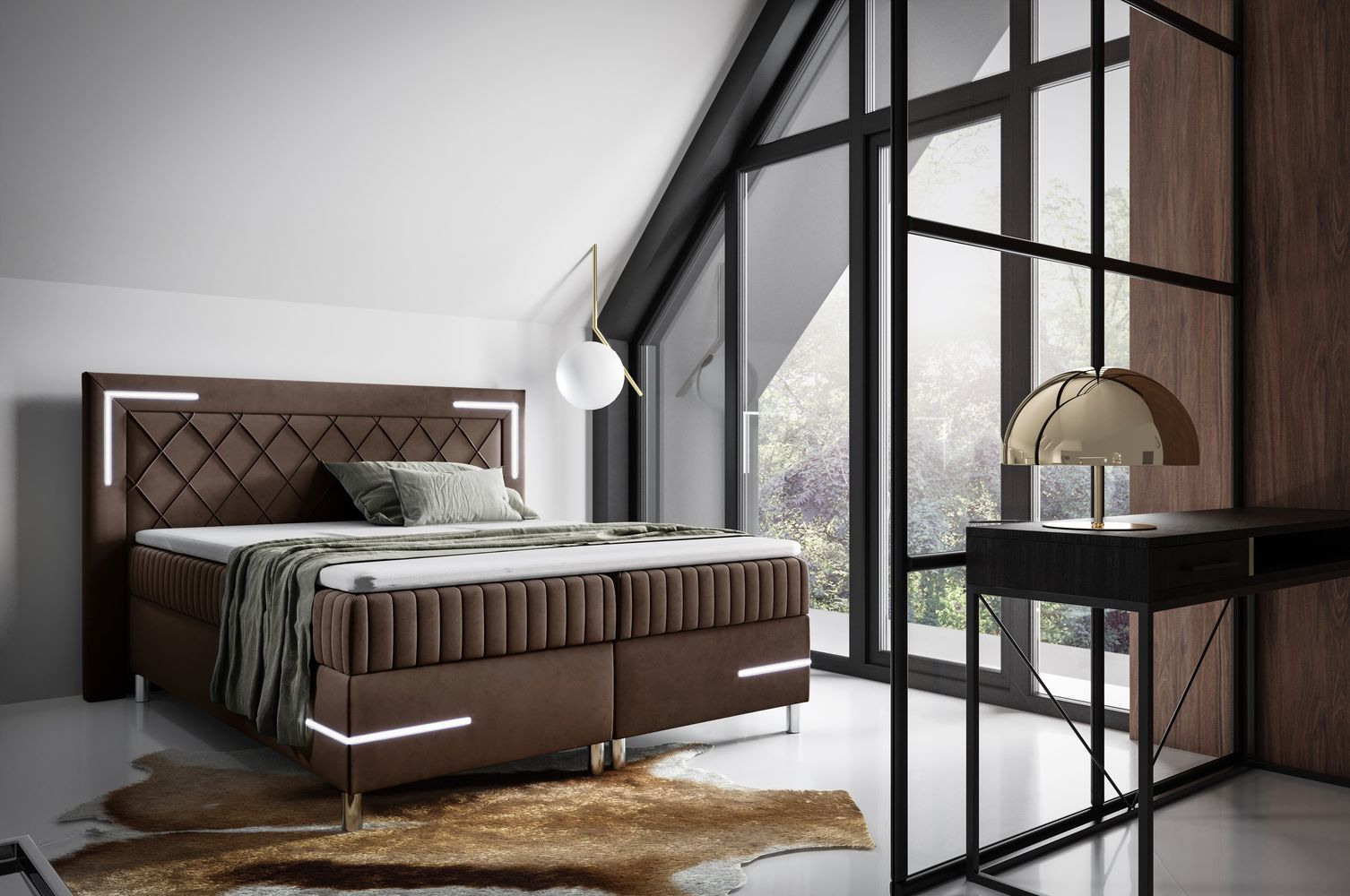 Manželská posteľ 140x200 RONA 3 - hnedá + topper ZDARMA