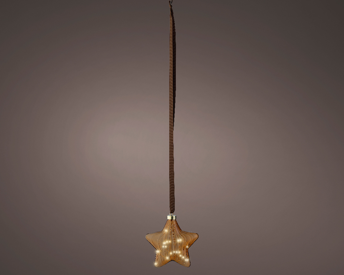 Kaemingk Lumineo Micro LED ster Lampe - 20 cm - 15 LED lampjes - Bruin SCAN8720194773444