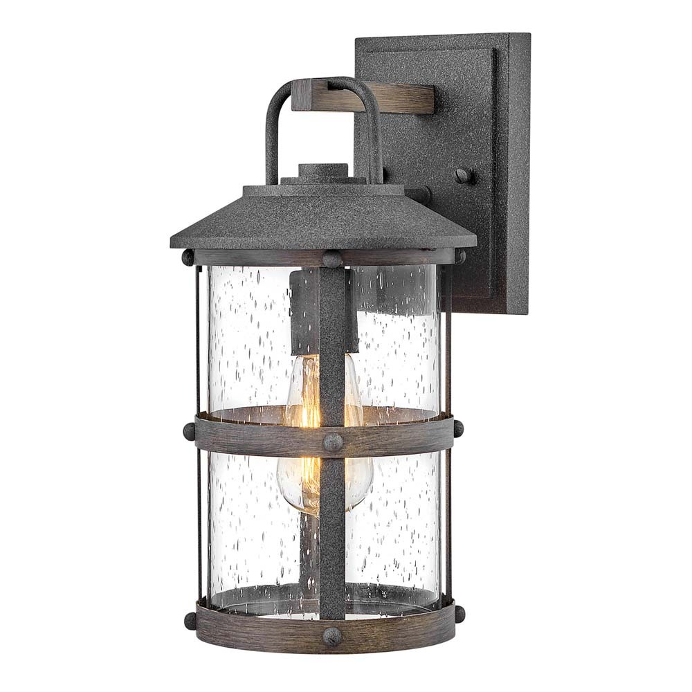 Elstead Lighting Elstead Lakehouse Außen-Außenwandleuchte E27 37cm Gealtertes und Driftwood Grey Klar mit Luftbläschen IP44 QN-LAKEHOUSE2-S-DZ