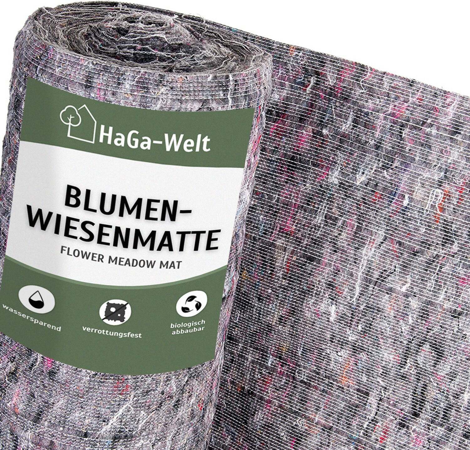 HaGa-Welt Blumenwiesenmatte – eine Wildblumenwiese für Ihren Garten – 2 m BWM-200-lfm