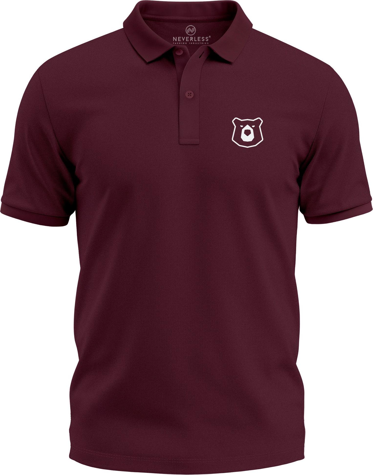 Poloshirt Herren Bär Tierlogo im Polygon-Stil – Kurzarm Polo Sommer Outdoor Fashion Modern Fit Neverless® 276394