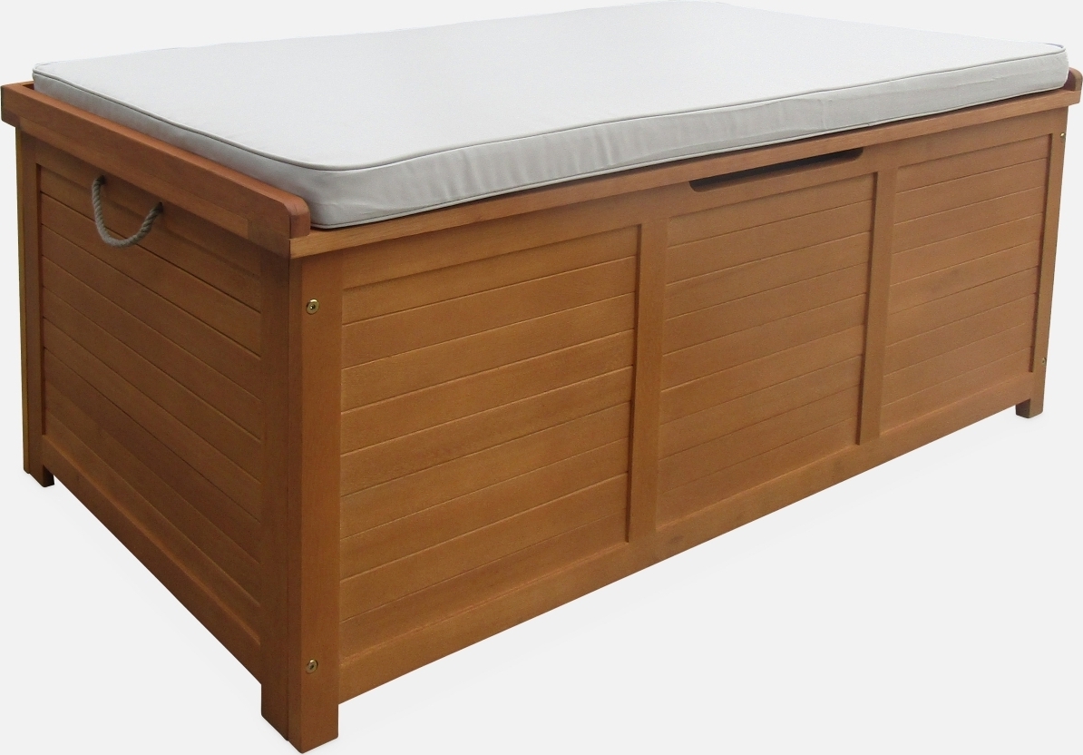 sweeek - Gartentruhe aus Holz 200L 125 X 60 cm - Holzfarben ECBOX125BG
