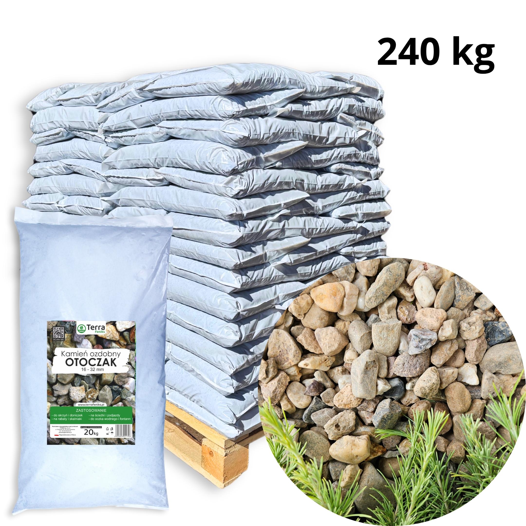 Feniks_eko Flusskiesel 16 - 32 mm gewaschen – 240 kg (12 x 20 kg) Dekorationsstein für Garten & Terrasse Feniks