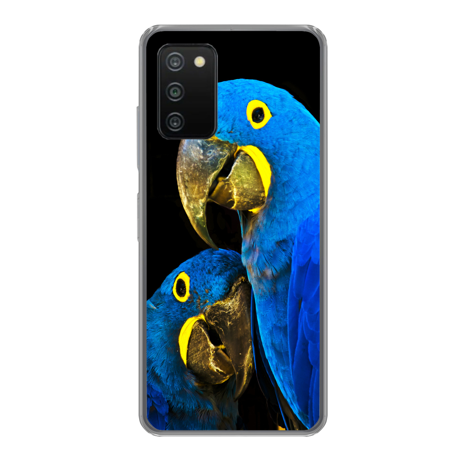 Kryt mobilného telefónu pre Samsung Galaxy A03s Papagáj - Vták - Perie - Modré Silikónové mäkké puzdro