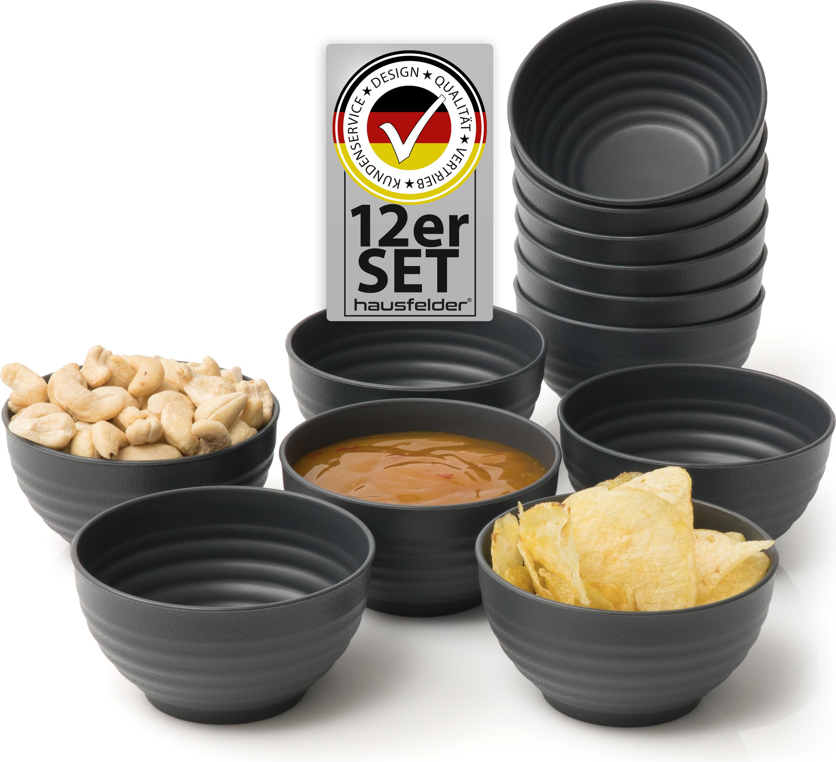 Hausfelder Snackschalen, Dip Schalen Set 12 x 180 m (Anthrazit)