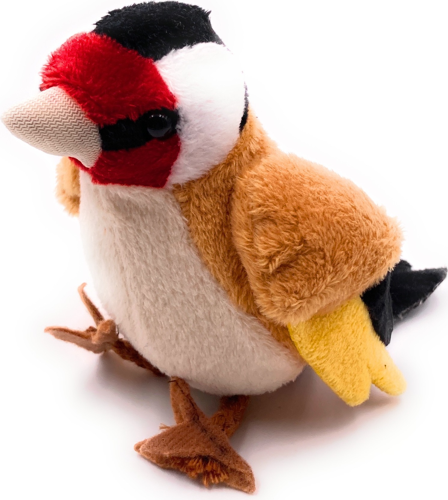 Onwomania Plüschtier Stofftier Kuscheltier Vogel Distelfink Stieglitz Höhe 12 cm Mehrfarbig