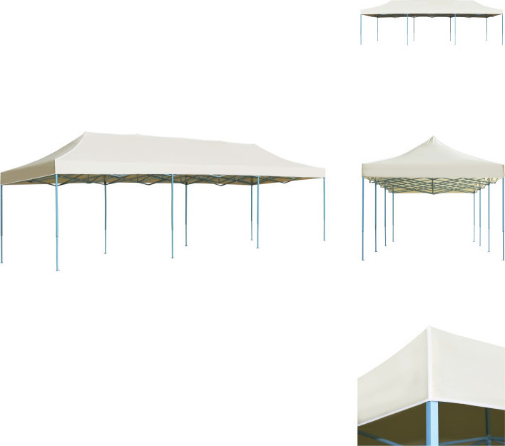 vidaXL Faltzelt Pop-Up Partyzelt 3 x 9 m Creme - Pavillons & Partyzelte