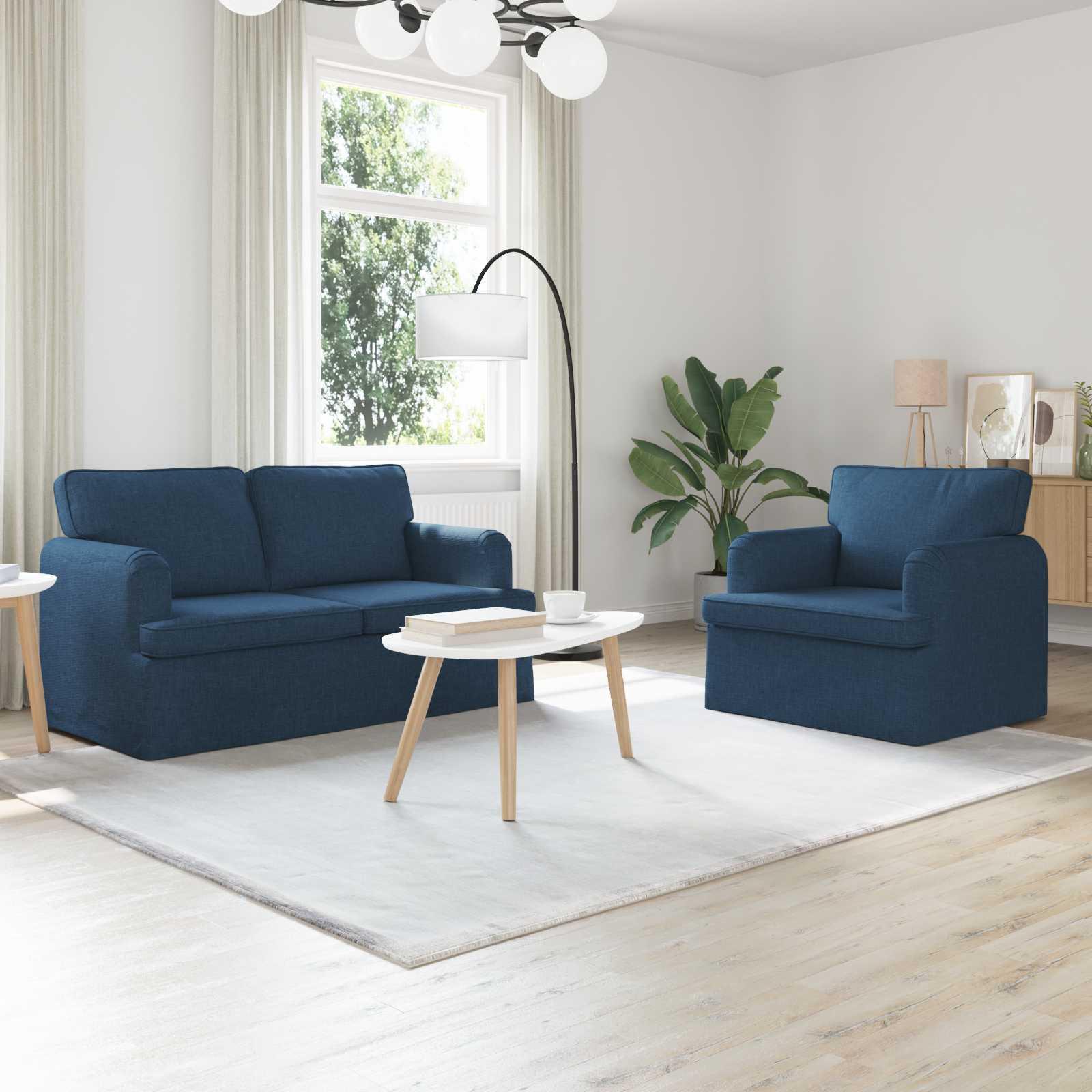 vidaXL "Schlussverkauf" Sofa 2 Stück - Sofa set - Wohnlandschaft Komfortabel - Blau Gesamtabmessungen: 144x80x85 cm (BxTxH) C14069 LL0000454439-VDLL-NEW26130