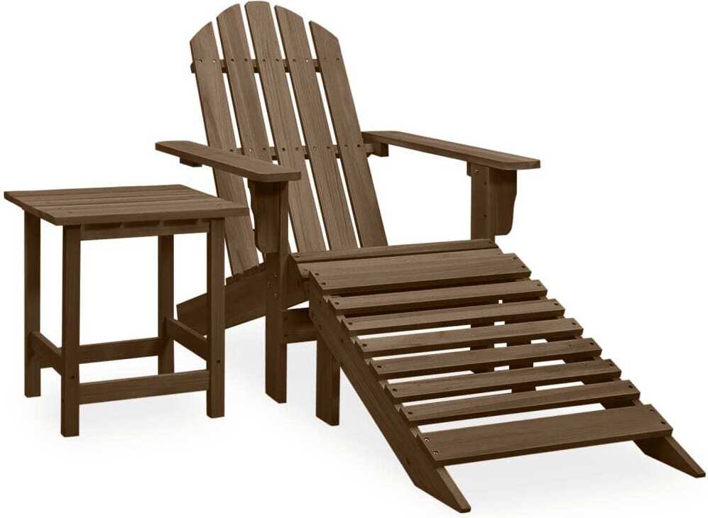 The Living Store Záhradná stolička Adirondack s podnožkou a stolíkom z jedľového dreva hnedá