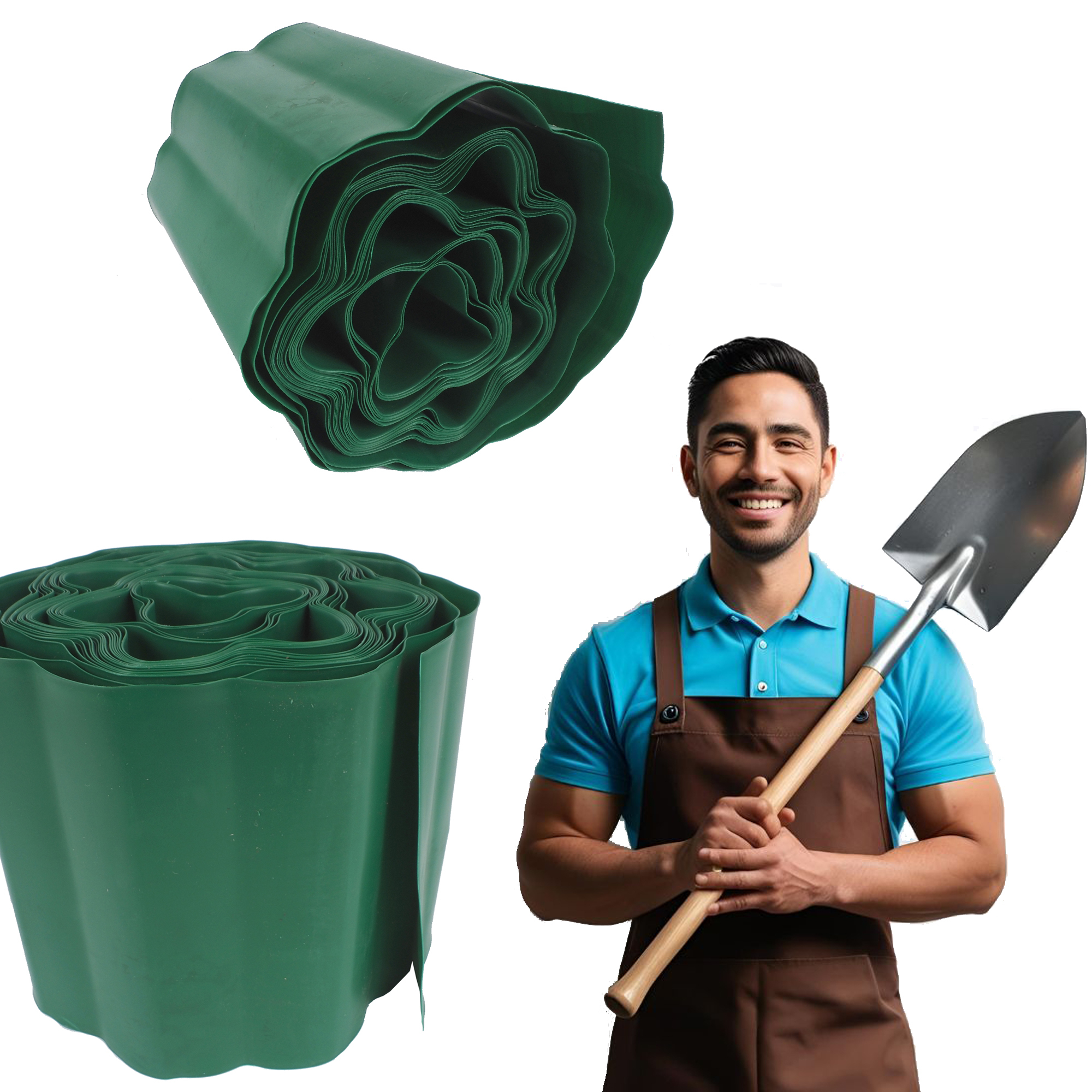 Bauster Rolle Rasenkanten 15cmx9mb GRÜNE GARTENKANTEN Kunststoff-Gartenkanten Kunststoff-Gartenkanten 9779