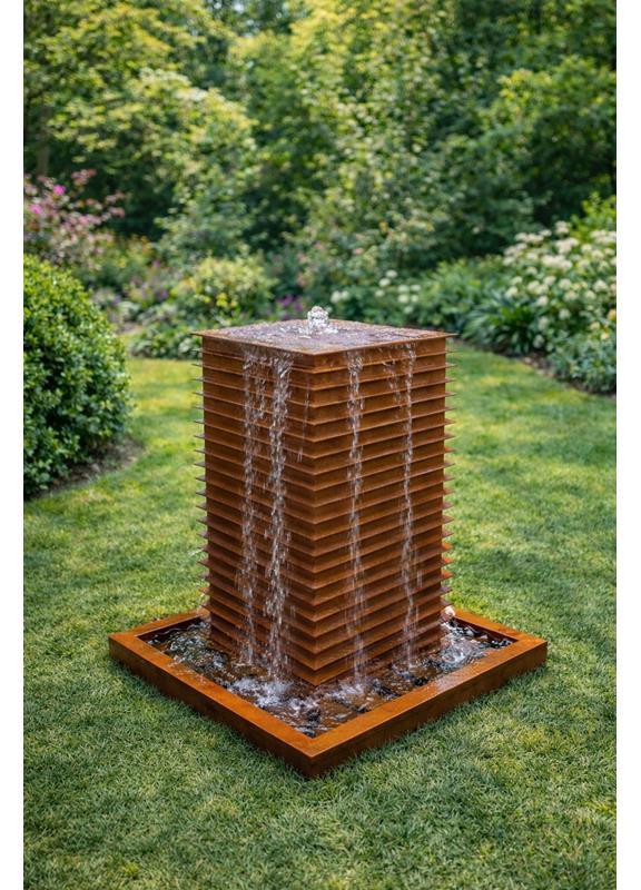 ESTEXO Cortenstahl Säulen-Springbrunnen Gartenbrunnen Zierbrunnen Edelrost Brunnen 512469