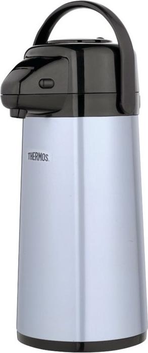 Glas-Thermoskanne für den Tisch mit Pumpe, Thermos, 1,9 Liter, metallisch-grau