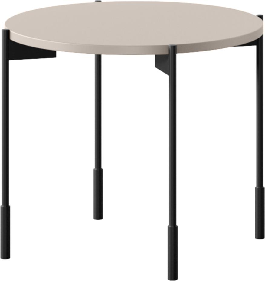 Wohnzimmer-Couchtisch rund mit 49 cm in kaschmir matt, Tischbeine Metall schwarz - SPLIT-141