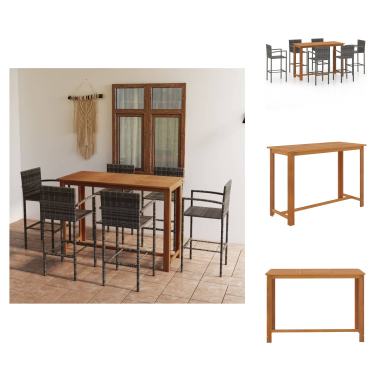 vidaXL 7-dielny záhradný barový set sivý - Záhradné nábytkové zostavy