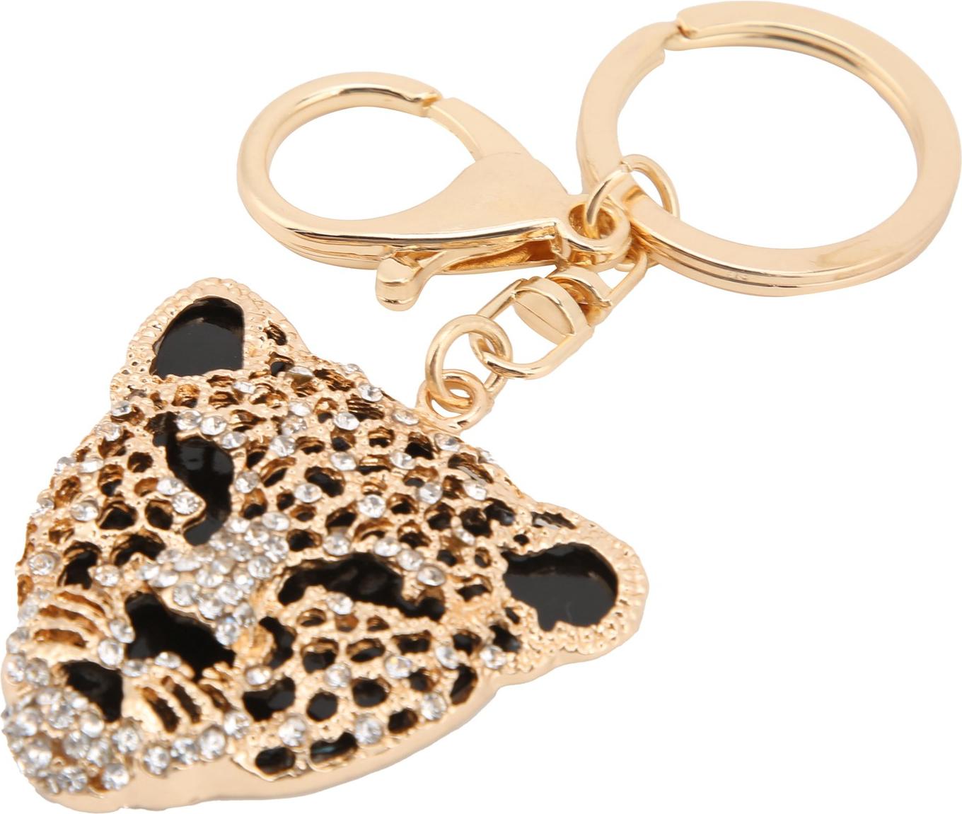 Cocosity BAOFUYA Tiger Schlsselanh?nger Mode Kristall Leopard Kopf Schlsselanh?nger Leopard Kopf Auto Tasche Anh?nger (Gold)