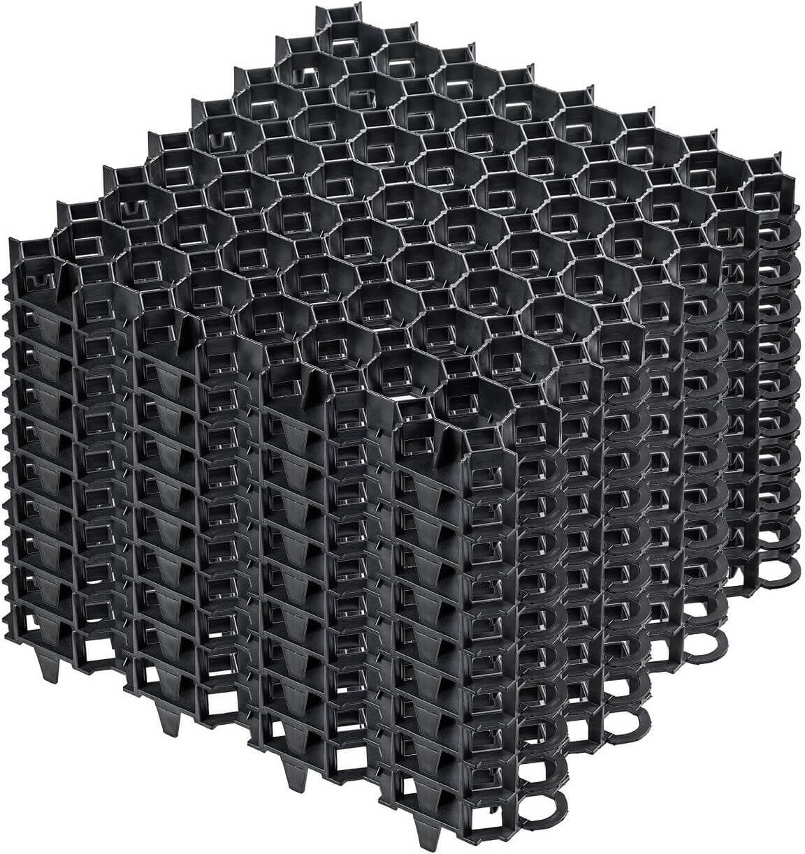 KADAX Rasengitter aus Kunststoff "Forsa", Paddockplatte, Rasengitterplatten, Schwarz, 50cm, 10 Stück K3939