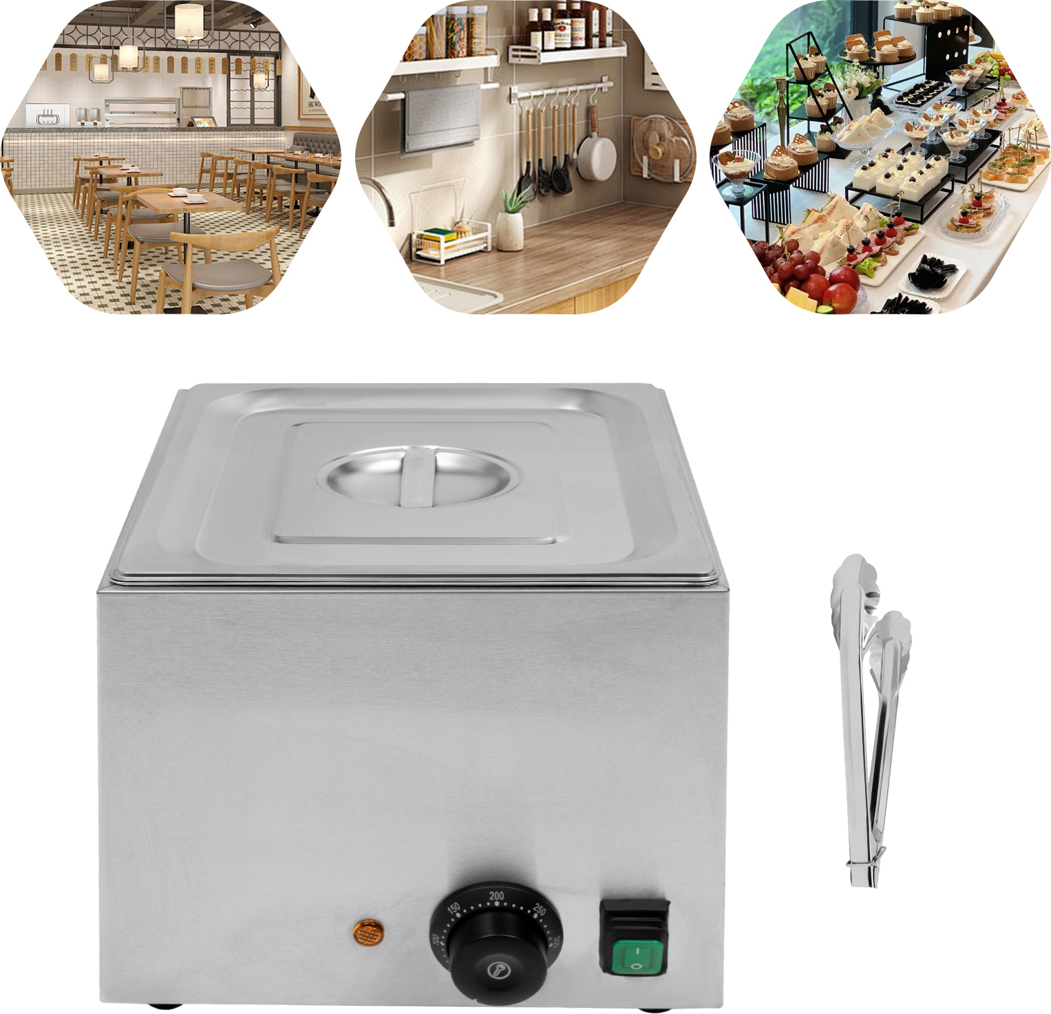 GreatDEshop2021 Elektrischer Würstchenwärmer, Edelstahl-Würstchenwärmer, Gewerblicher Würstchenwärmer, Silber JJFTP4-000300EU-WL