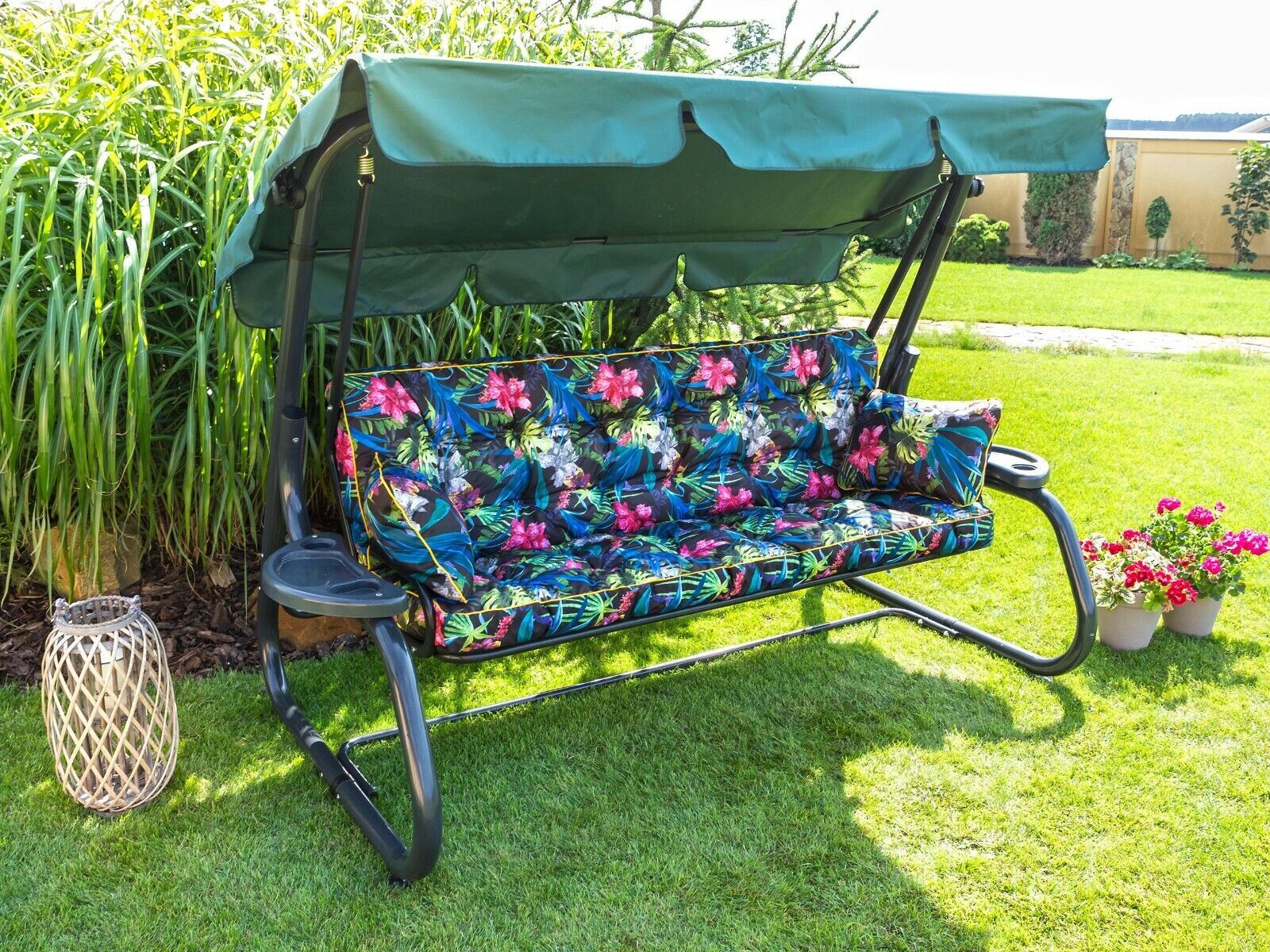 RundumHome Polster Auflage für Bank Hollywoodschaukel Gartenkissen Gartenmöbel bunte blumen 180 cm
